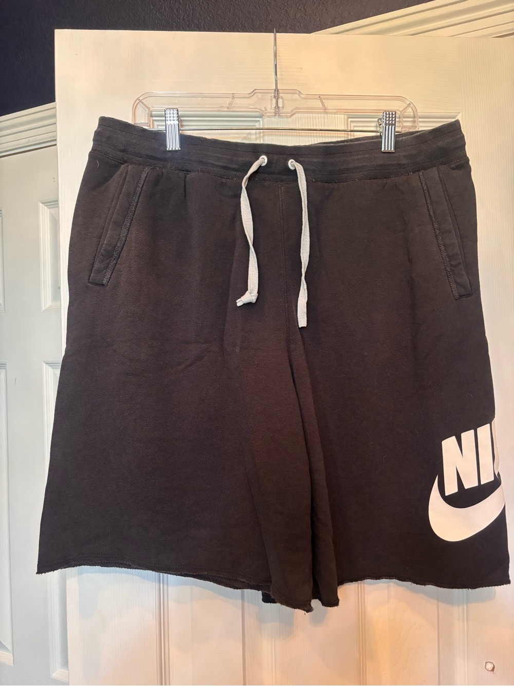 Nike Men’s Black Athletic Shorts with White Logo